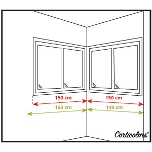 Medir cortina vertical en esquina