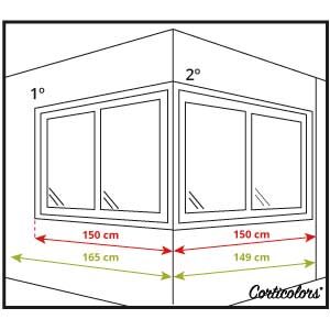 Medir cortinas verticales en ventanas esquienras