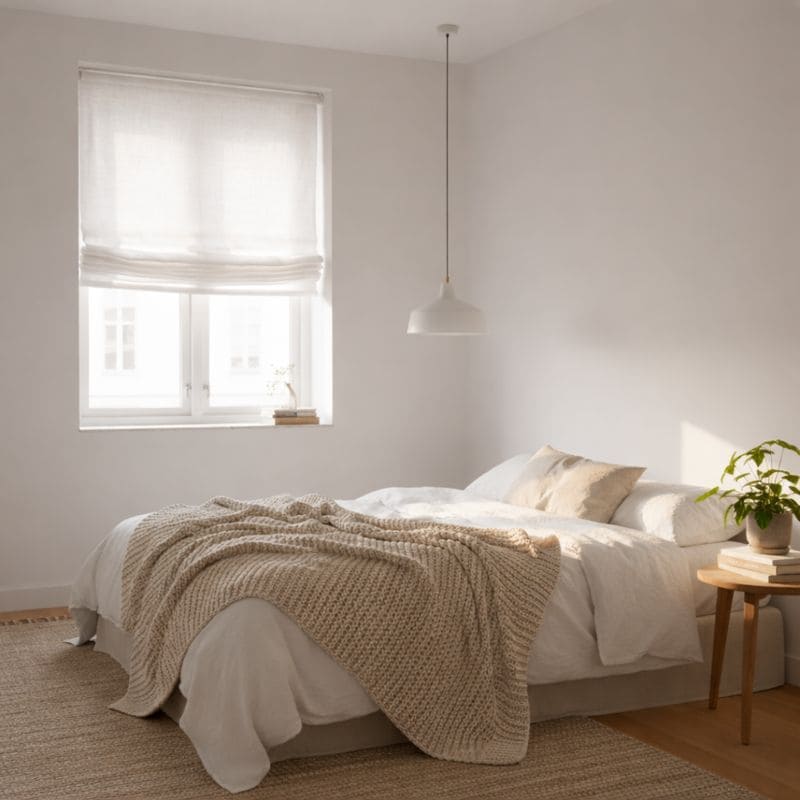 Estor lino color blanco paqueto y plegable